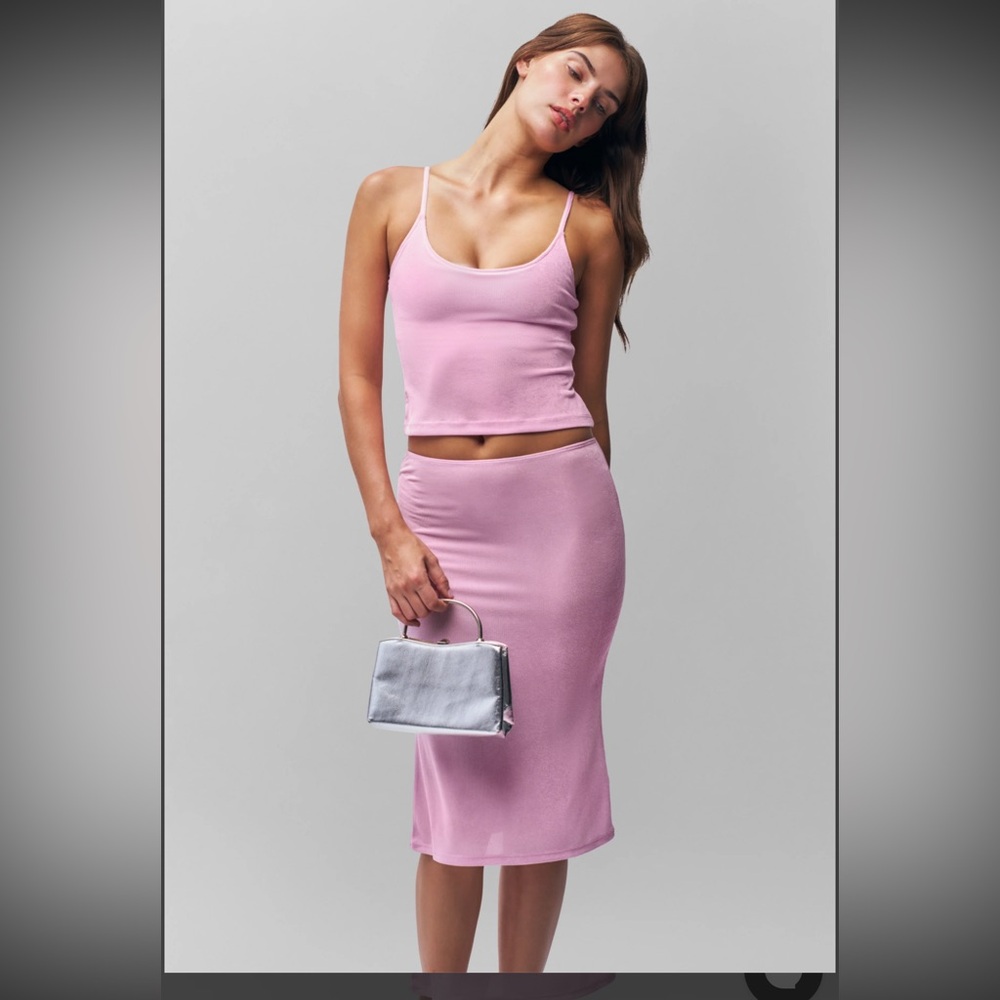 Danielle Guizio Pink Set NWT. Includes both Ira Cami and Selene Midi Skirt